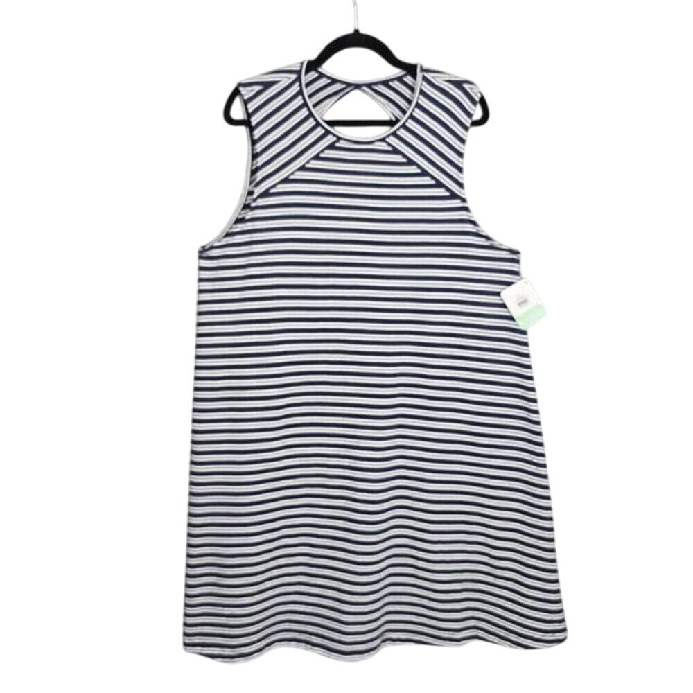 Brisas Navy White Striped Sleeveless Open Back Dress Woman Plus Size‎ XL NWT